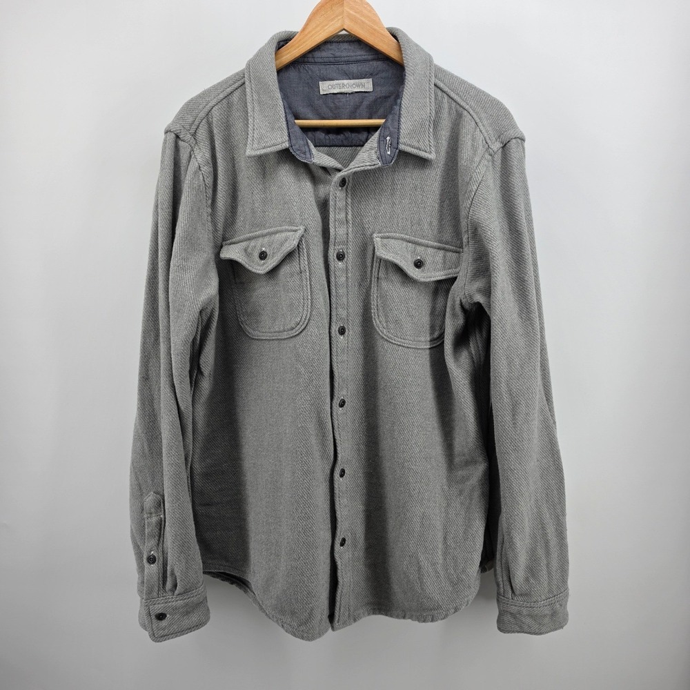Outerknown Blanket Shirt Mens XL Gray Organic Cotton Heavy Twill Button Down